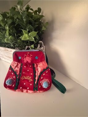 Oilily Girls Princess Castle Velvet Crossbody Purse Embroidered Sequin Bag